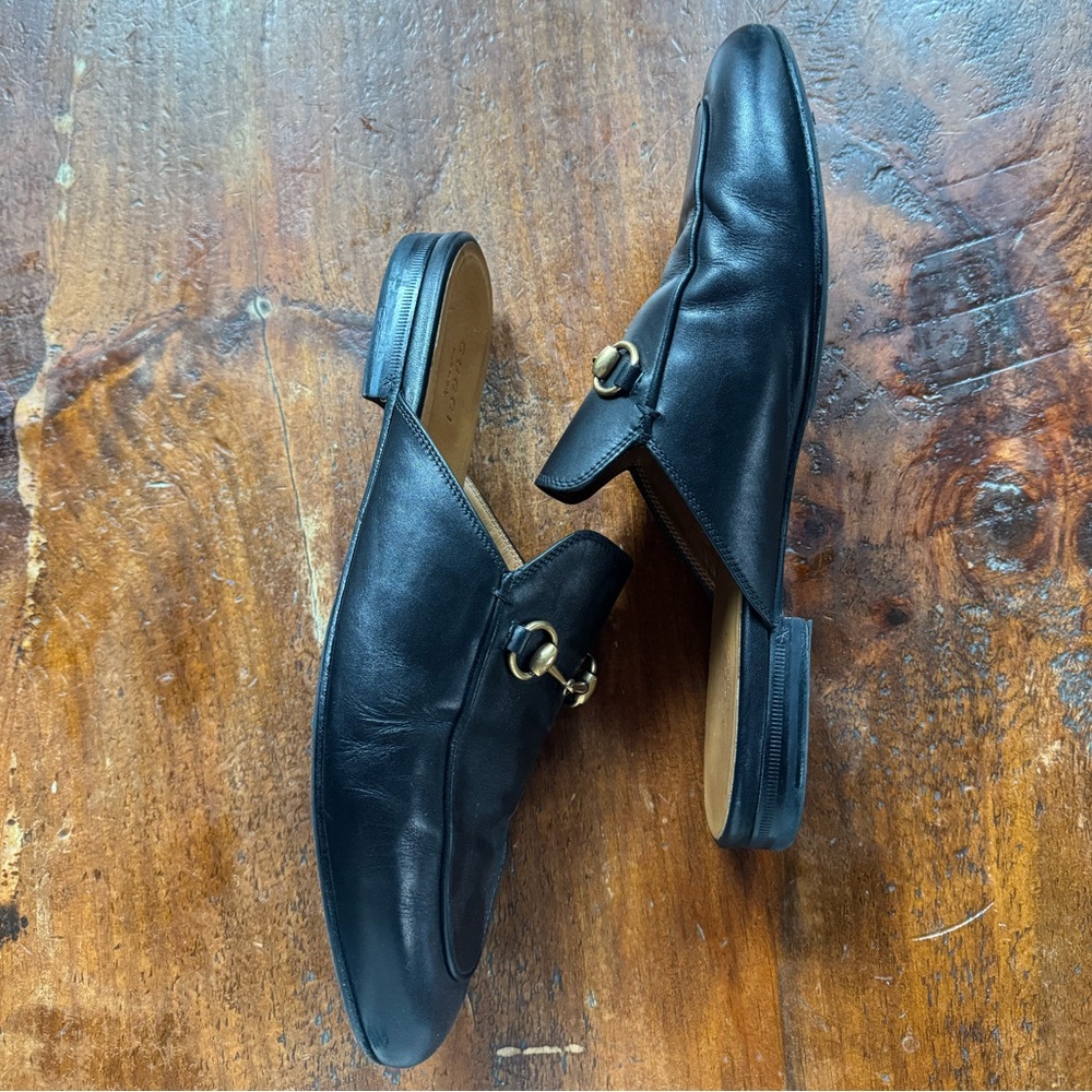 Gucci Black Leather Horsebit Princeton slides slipper - Picture 3 of 9